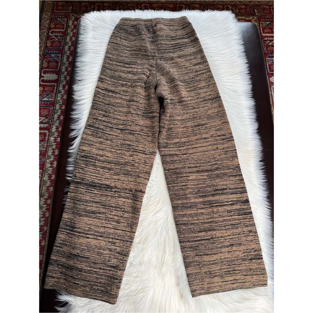 Mara Hoffman Black and Brown Wool Knit Wide Leg Sweater Pants - Picture 5 of 6